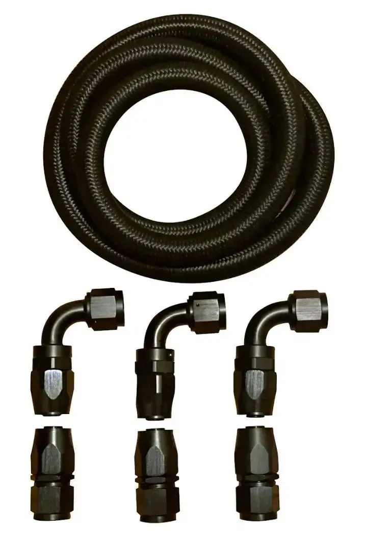 10An 5/8" Braided Nylon Stainless Steel Fuel Line Hose Fitting Kit, 10Ft 1