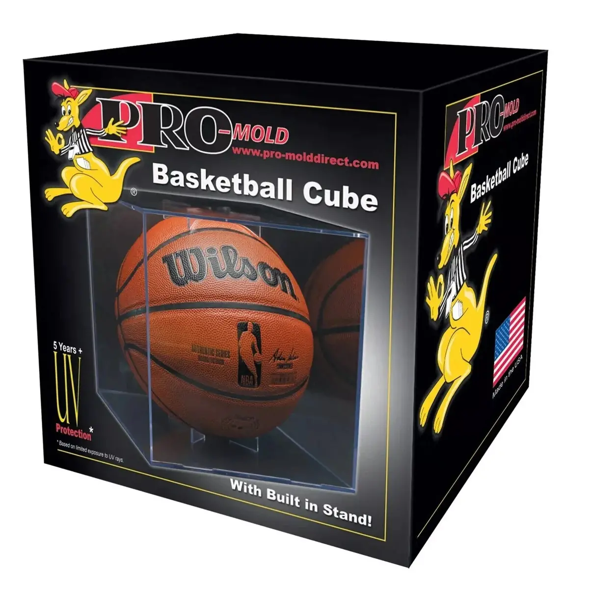 Pro-Mold 5-Year Uv Basketball Display Case Full Size Ball Holder Built In Stand 1