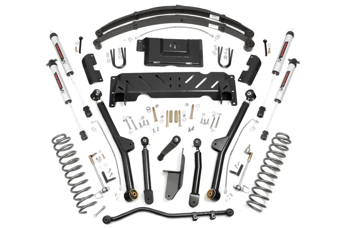 4.5-Inch Long-Arm Lift Kit with Rear Leaf Springs, NP242 Transfer Case, and V2 Components for 1984–2001 Jeep Cherokee XJ