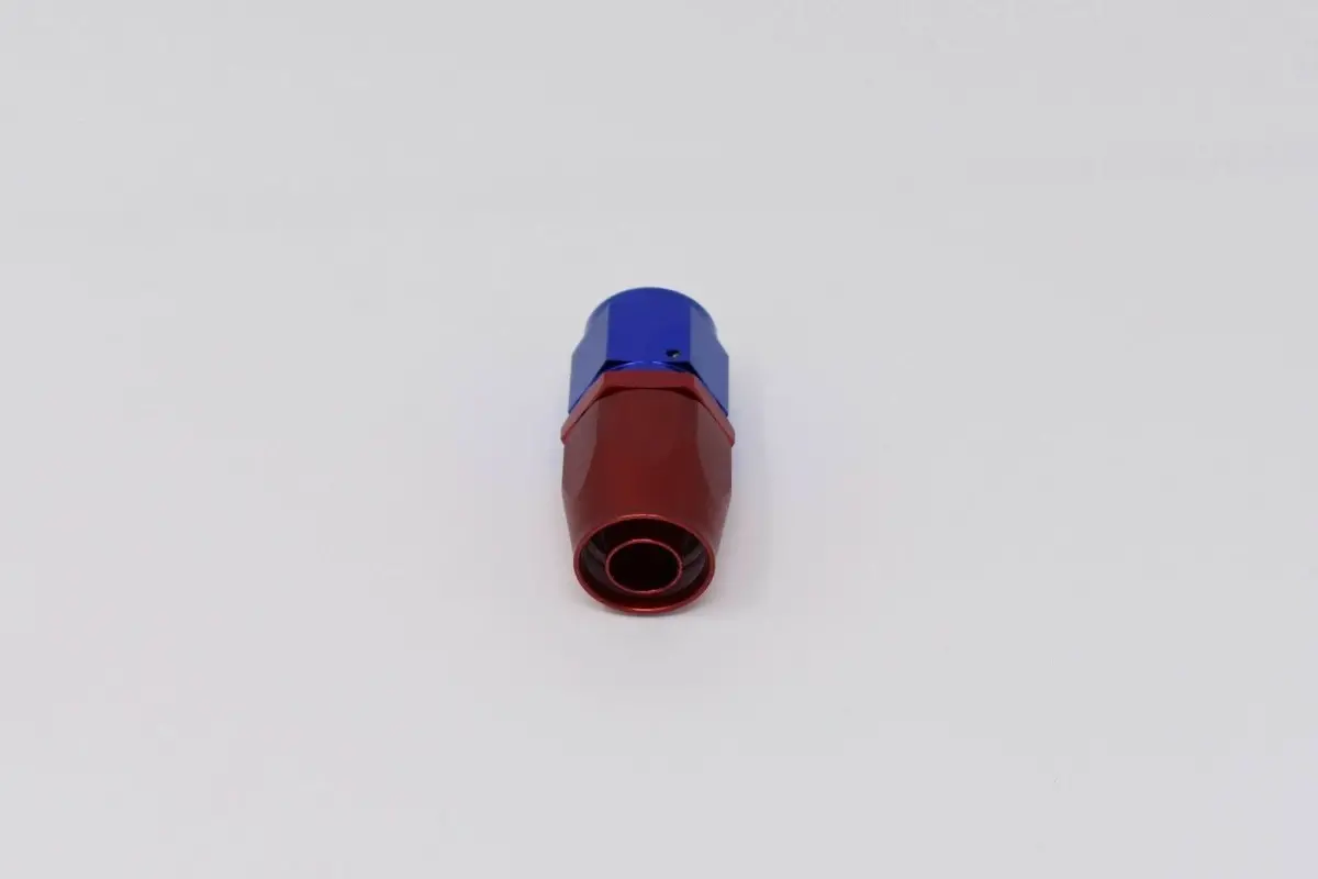 An-8 Straight Billet Swivel Seal Braided Steel Hose End Fitting, T6061 Aluminum, Black Anodized 1