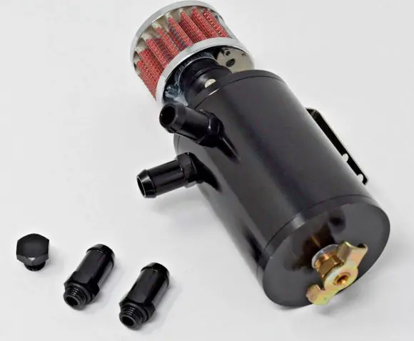 Aluminum Oil Catch Can Reservoir Tank With Baffled Breather Filter, 0.5L 1