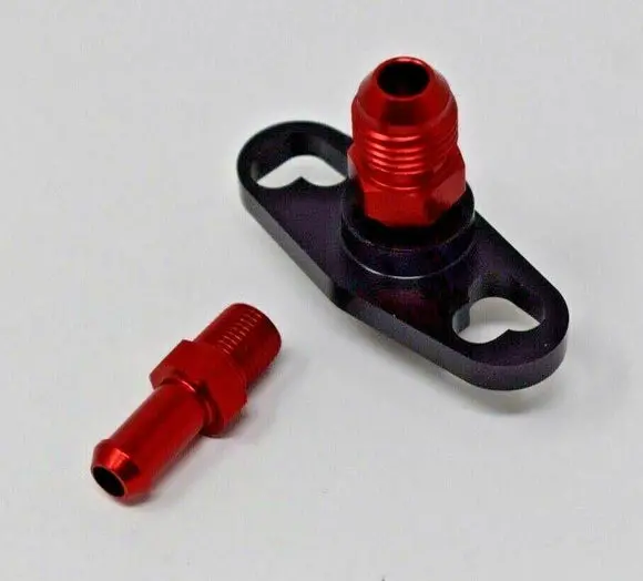Fuel Pressure Regulator Adapter Kit, Aluminum, Black And Red, 1/8Npt 1