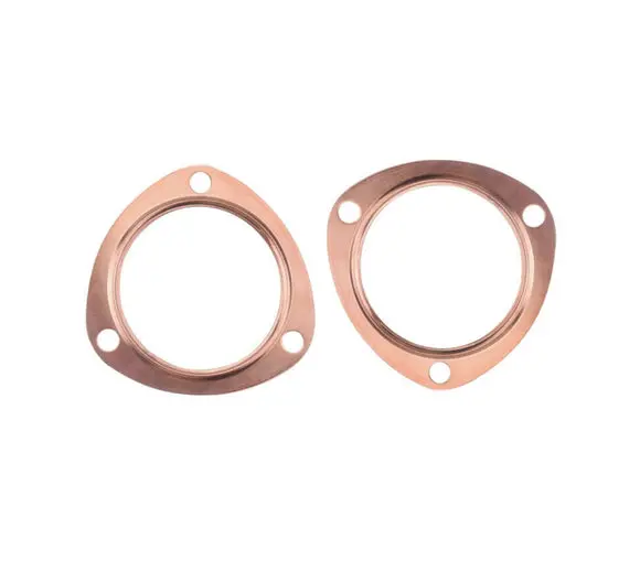 3" Copper Header Exhaust Collector Gaskets, Reusable, 3-Bolt Pattern, Pair 1