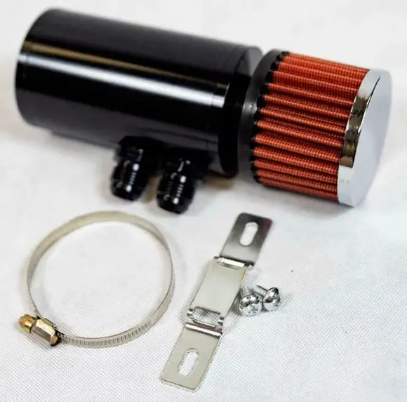 Universal 2 Port Baffled Oil Catch Can With Breather Filter And 10An Fittings 1