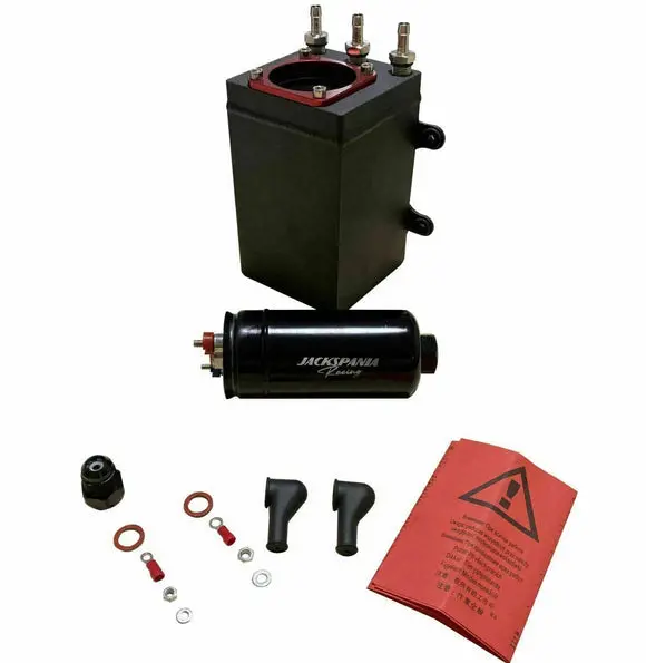 Billet Aluminum 1L Dual External Fuel Pump Surge Tank For Bosch 044 And Aem 380 1