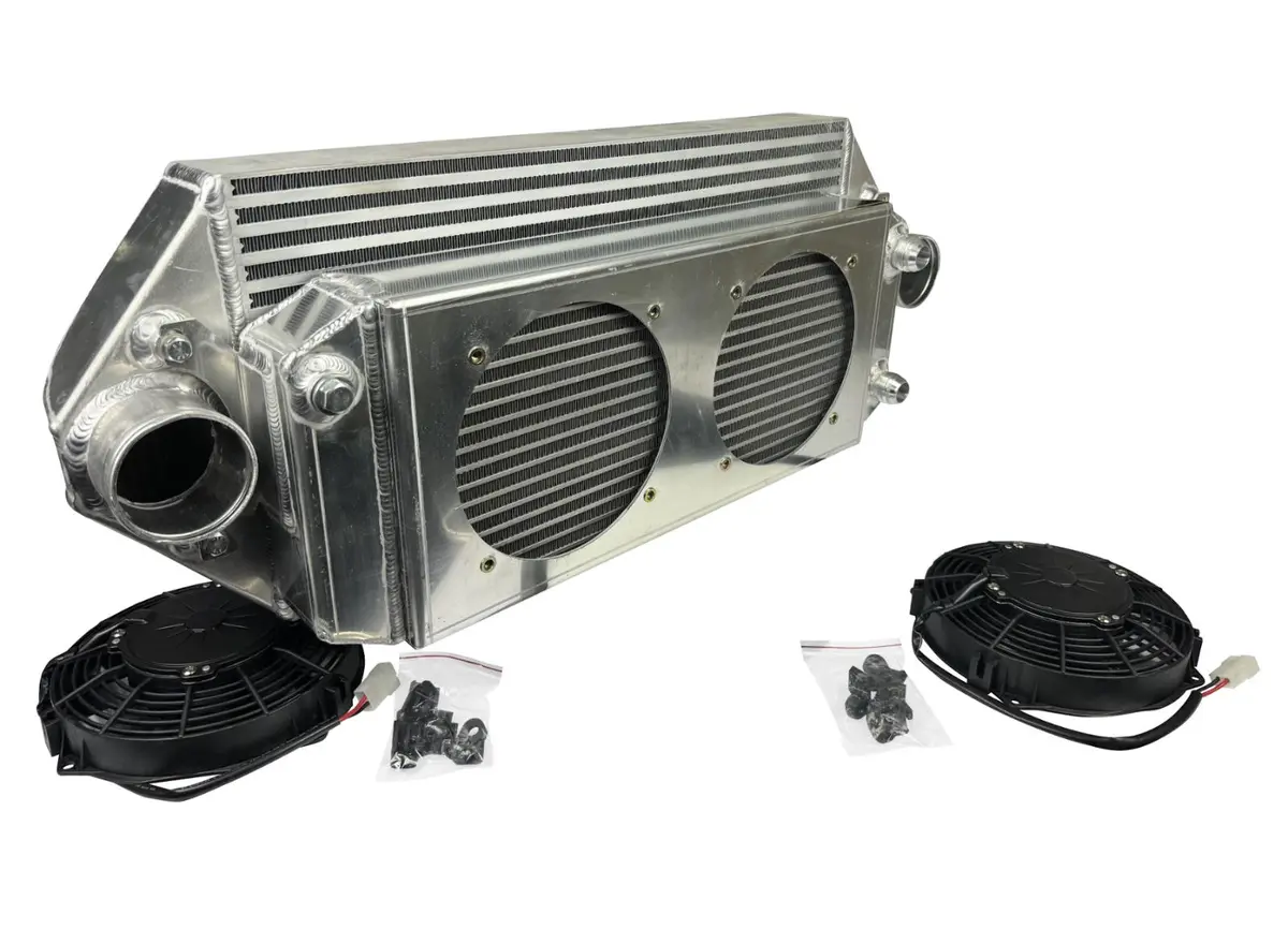 Backdoor Front Mount Intercooler Dual 3" Tucked Full Size Radiator Combo 16An 1