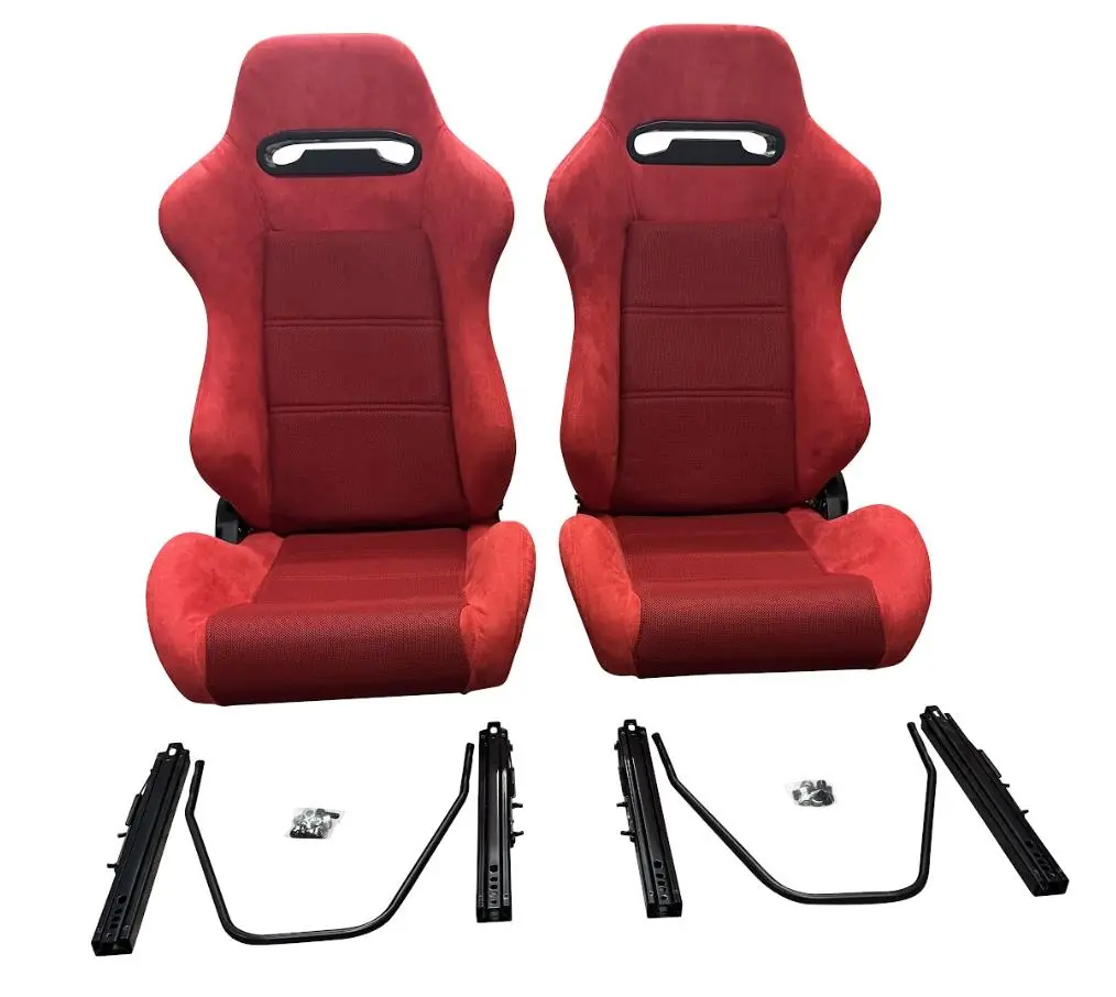Reclinable Slider Seats With Suede Upholstery And Red Stitching, Sr3 Style 1