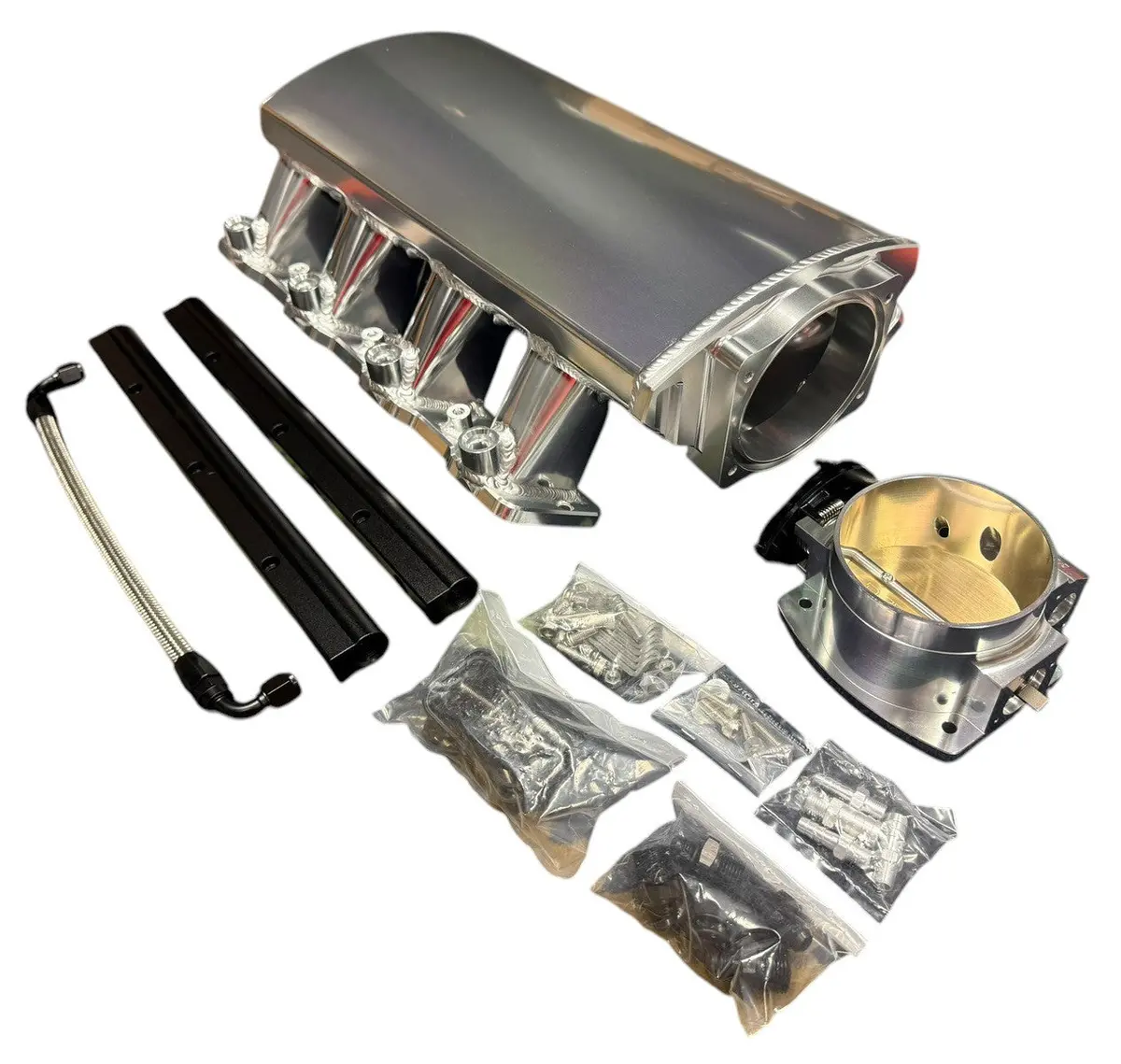 Low Profile Ls3 L92 102 Fabricated Intake Manifold Fuel Rails Throttle Body Tb 2