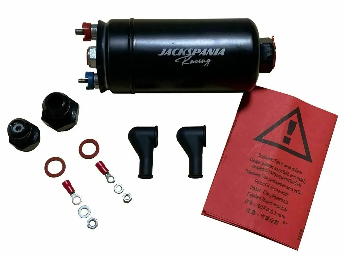 380Lph External Inline Fuel Pump With An Fittings And Check Valve For Bosch 044 And Aem Applications 1