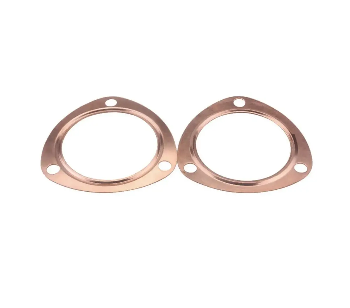 3" Copper Header Exhaust Collector Gaskets Reusable, Solid Copper, 3-Bolt Pattern, Pair 1