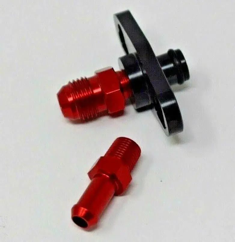 Fuel Pressure Regulator Adapter Kit, Aluminum, Black And Red, 1/8Npt 1