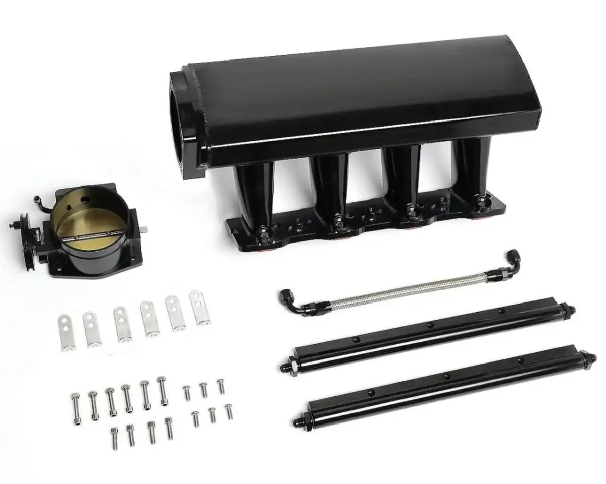 92Mm Sheet Metal Intake Manifold With Throttle Body For Ls Engines, T6061 Aluminum, Polished Finish 1