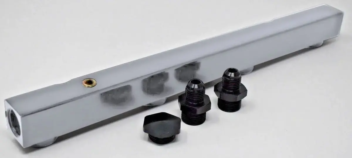 K Series Black High Flow Fuel Rail With An6 Fittings And Fuel Pressure Gauge Port 1