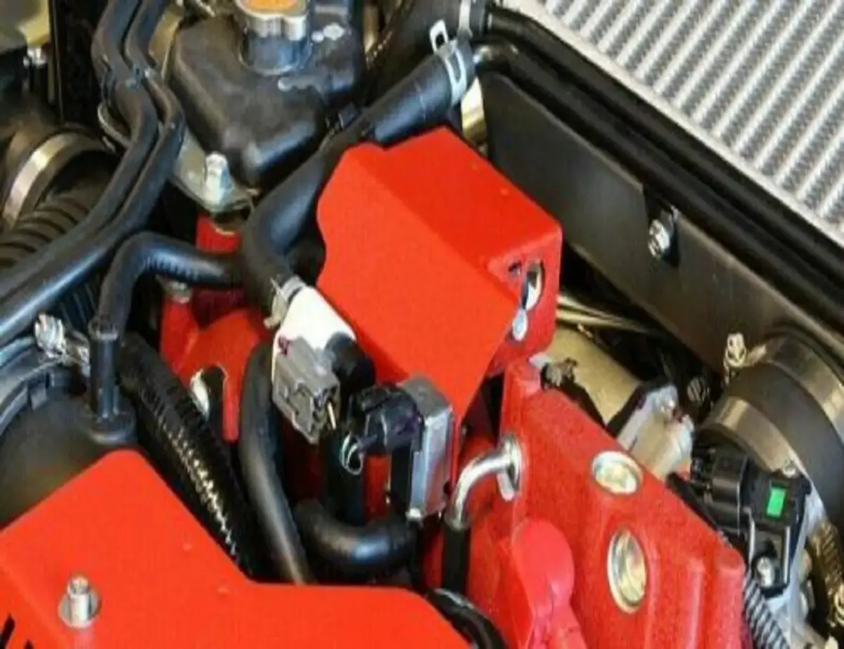 Aluminum Boost Solenoid Cover With Red Textured Powder Coat 1