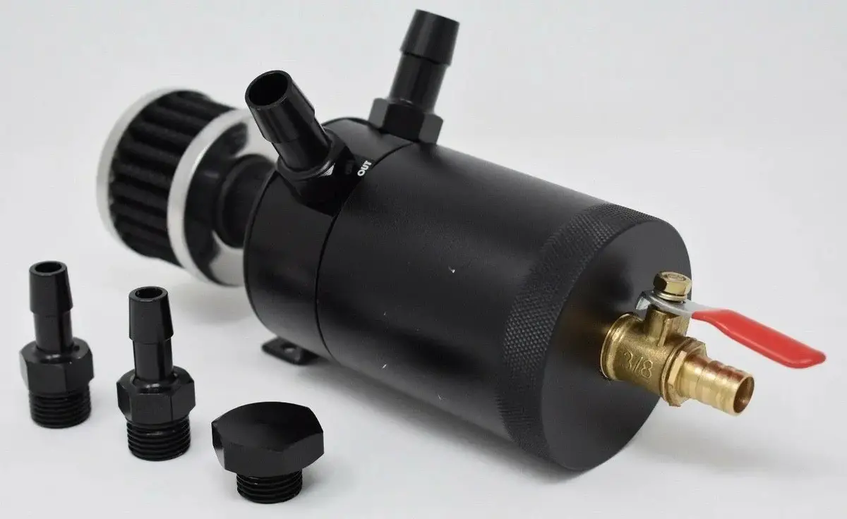 Billet Aluminum Baffled Oil Catch Can Reservoir Tank With 2-Port Design And Stainless Steel Filter 1