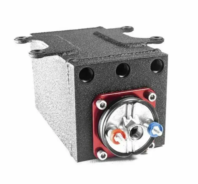 Billet Aluminum 1L Dual High-Flow External Fuel Pump Surge Tank For Bosch 044 And Aem 380 1