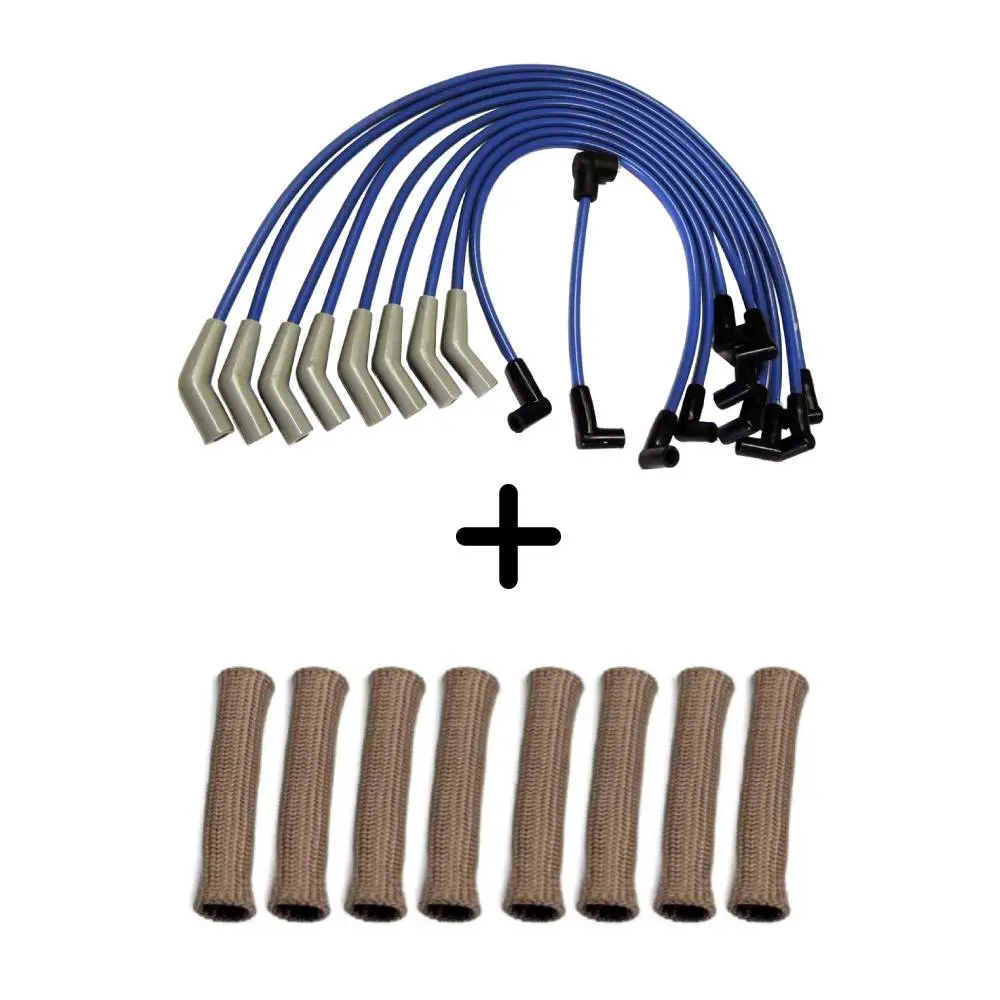 Sbf 9.0Mm Hei Spark Plug Wire Set + Titanium Spark Plug Wire Boots Protector - 8 Units Set 1