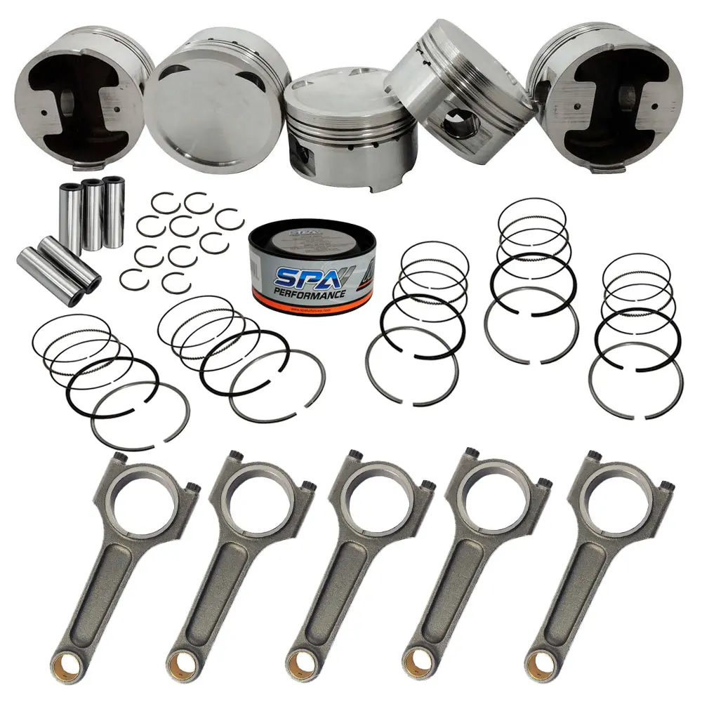 Forged Piston And Rings Set 83.5Mm Vw 2.5L Jetta Mk5 5Cyl 07K + 144Mm X 20Mm High Performance Steel Connecting Rod Set 3/8" Bolt (800Hp) 1