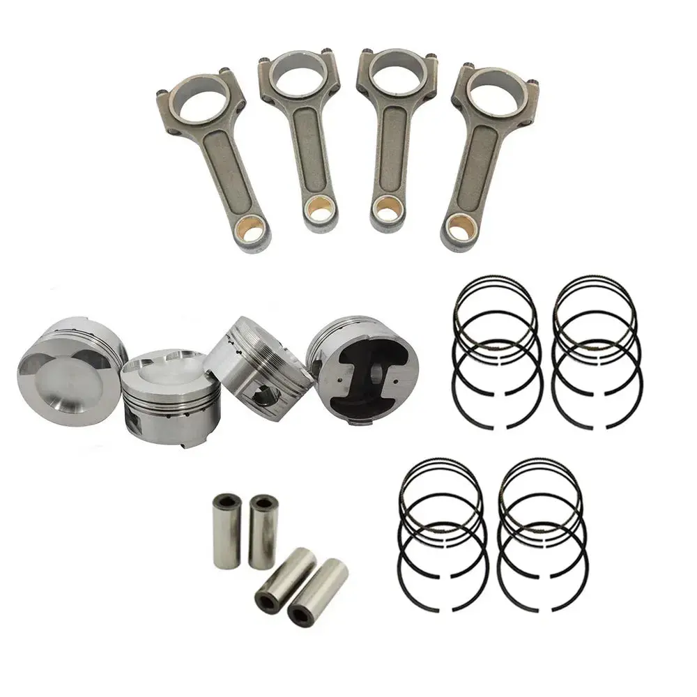 Forged Piston And Rings Set 83,5Mm Vw/Audi 2.0L Tsi + 144Mm X 20Mm High Performance Steel Connecting Rod Set 3/8" Bolt (600Hp) 1