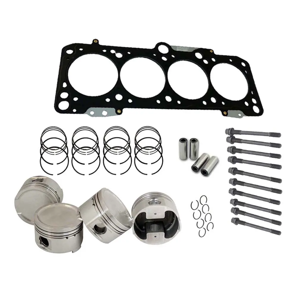 Forged Piston Set 82Mm 1.8L 20V Vw/Audi + Decompression Head Gasket Spacer - 1.5Mm + 136Mm Head Stud Set 1