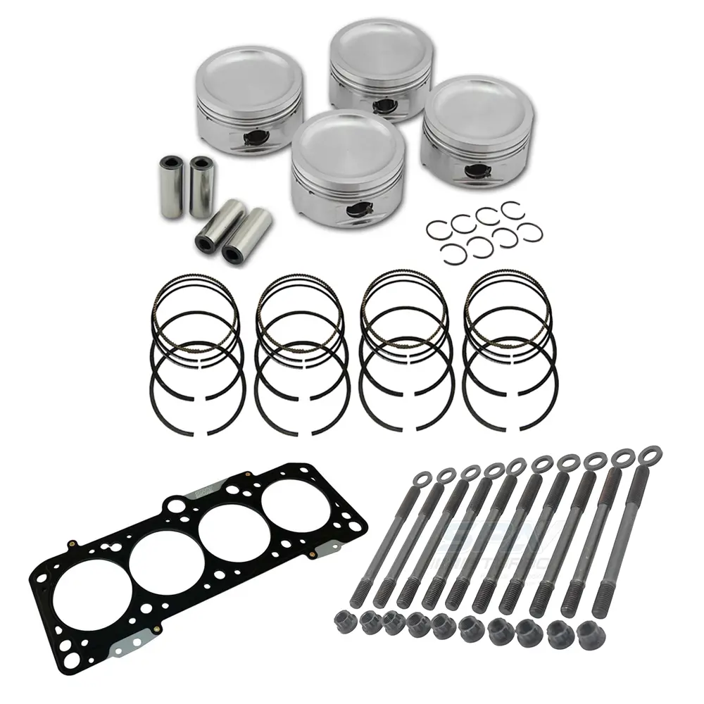 Forged Piston And Rings Set 83Mm Vw Aba 2.0L 8V + Decompression Head Gasket Spacer - 1.5Mm + Head Stud Set 1