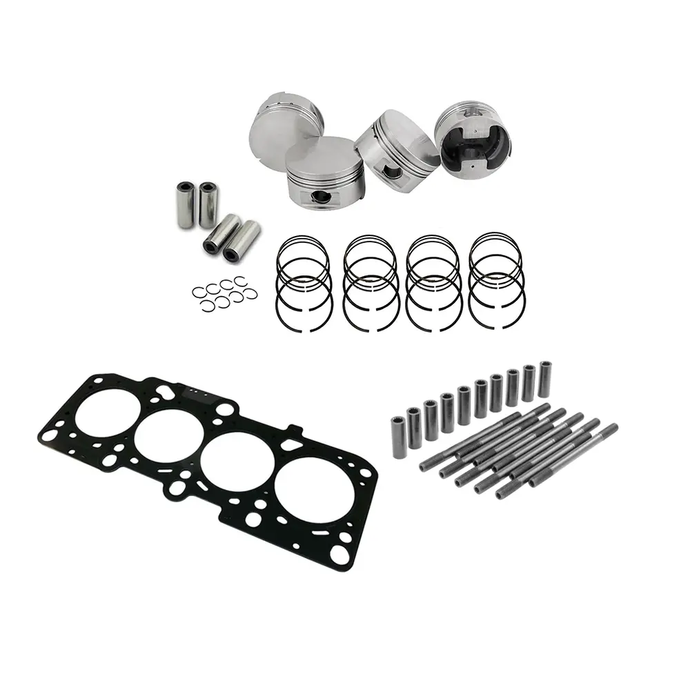 Forged Flat Top Piston And Rings Set 83.5Mm Vw Aba 2.0L 8V + Decompression Head Gasket Spacer - 1.5Mm + 136Mm Head Stud Set 1