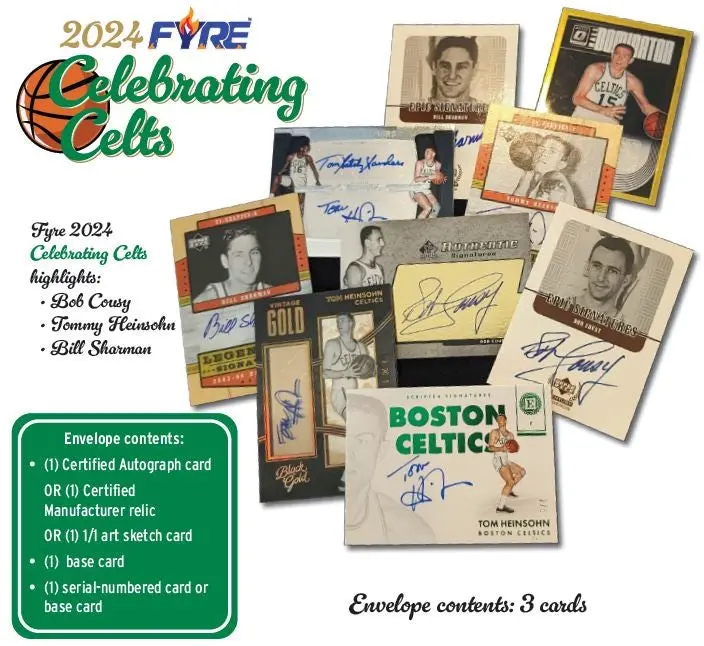 2024 Fyre Celebrating Celts - 3 Boston Celtics Cards Per Box (1 Auto Per Box) 1