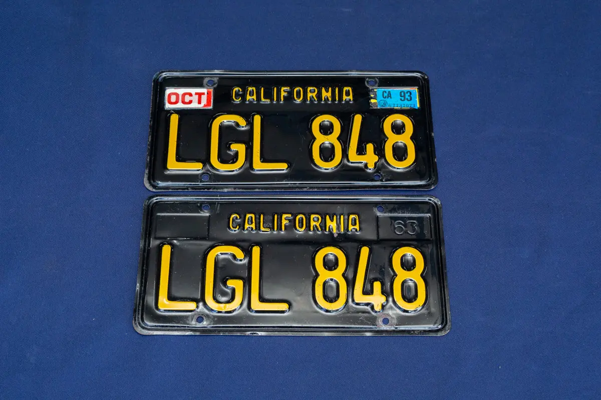 California ライセンスプレート / ペア　Lgl 848 1