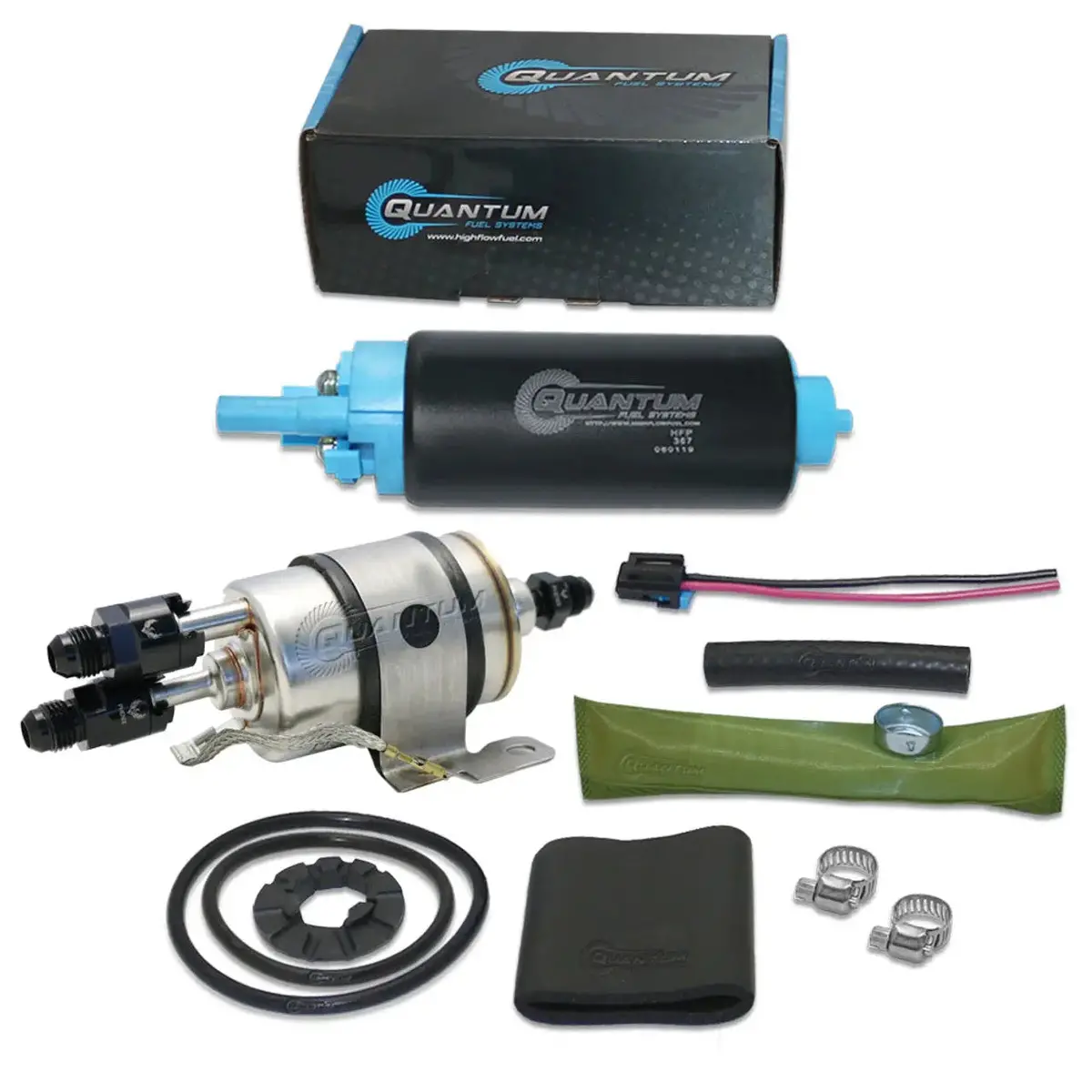 Qfs Tbi To Lsx Swap Fuel Pump 58Psi (Lm7 Lr4 Lq4 Lq9 L33) W/ Fuel Pressure Regulator/Filter + -8An Fittings Curved Outlet, Ep381 Direct Fit 82-95 Gm 1