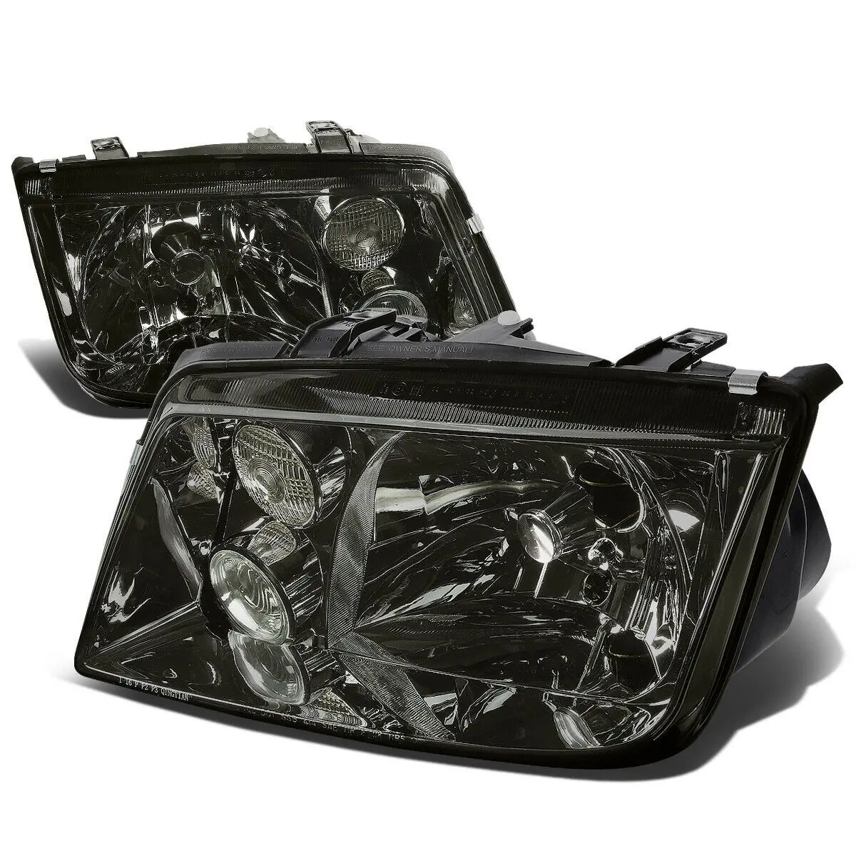Fit 1999-2005 Vw Jetta Mk4 Pair Smoked Housing Clear Lens Headlight W/Fog Lamp 1