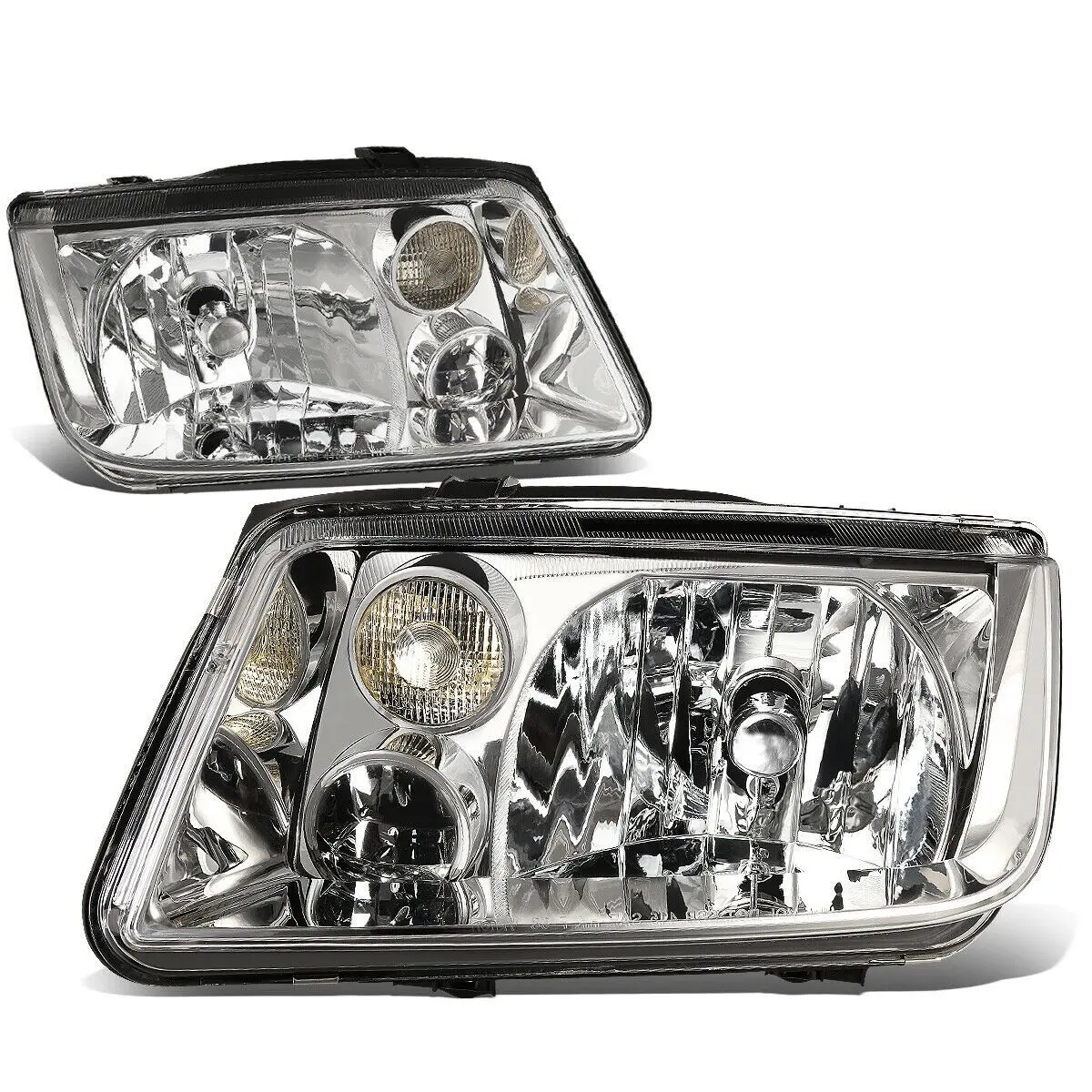 Fit 1999-2005 Vw Jetta W/O Fog Light Chrome Housing Clear Corner Headlight/Lamp 1