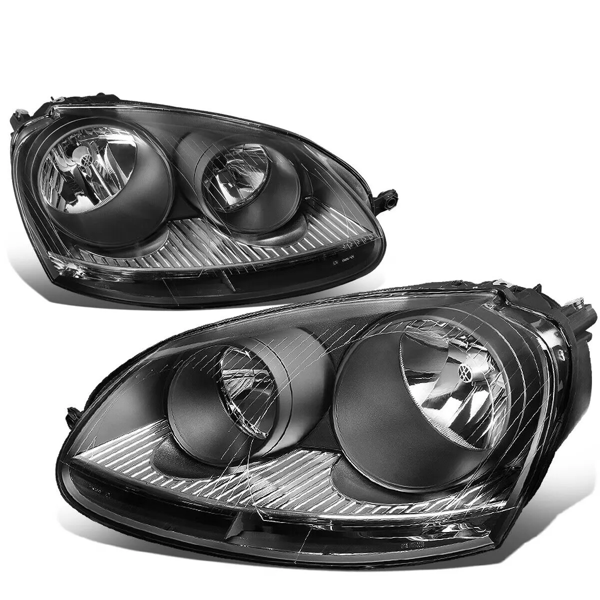 Fit 2005-2010 Vw Jetta Mk5 Pair Black Housing Clear Corner Headlight/Lamp Set 1
