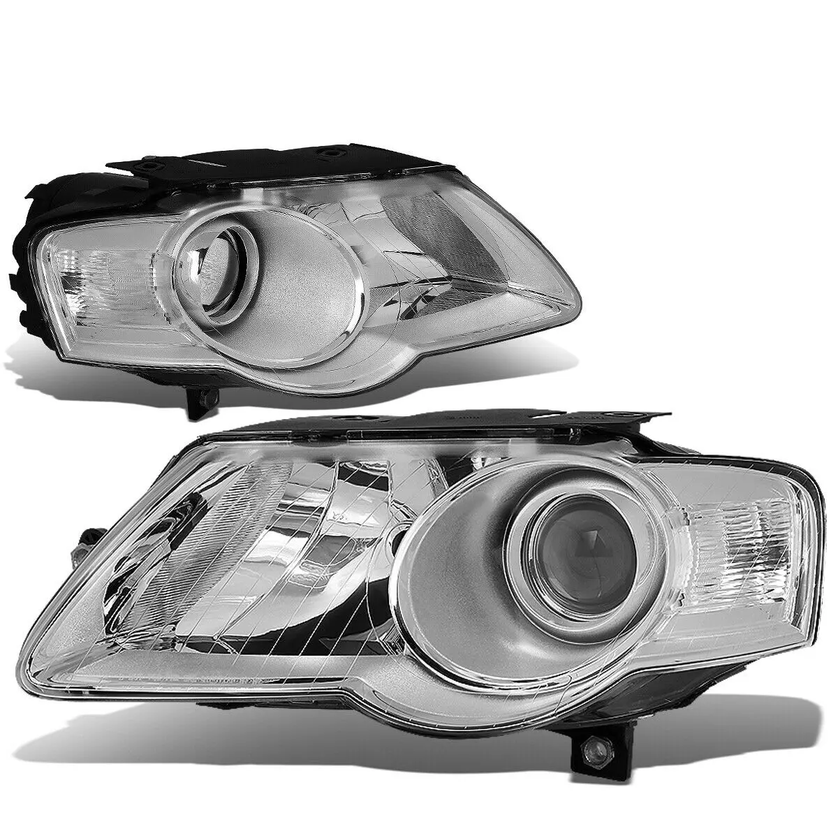 Fit 2006-2010 Vw Passat Pair Chrome Housing Clear Side Projector Headlight/Lamps 1