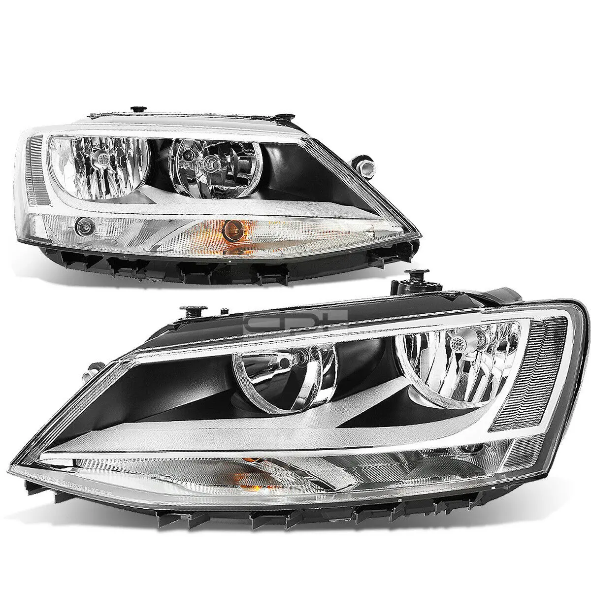 Fit 2011-2018 Vw Jetta Mk6 Pair Chrome Housing Clear Corner Headlight/Lamp Set 1