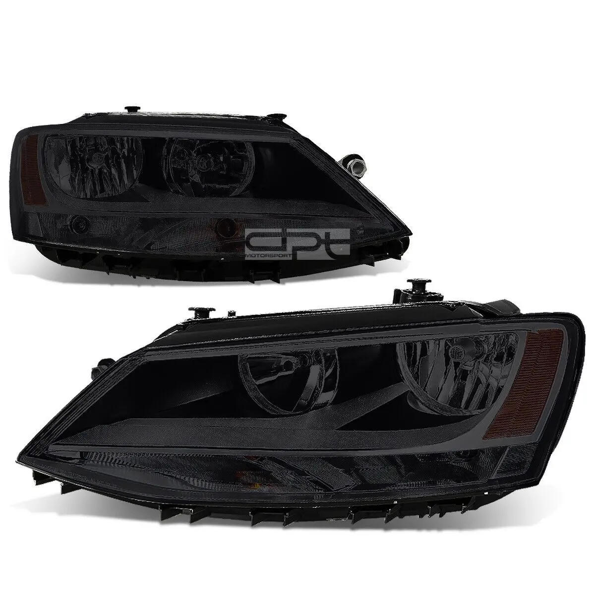 Fit 2011-2018 Vw Jetta Mk6 Pair Smoked Housing Amber Corner Headlight/Lamp Set 1