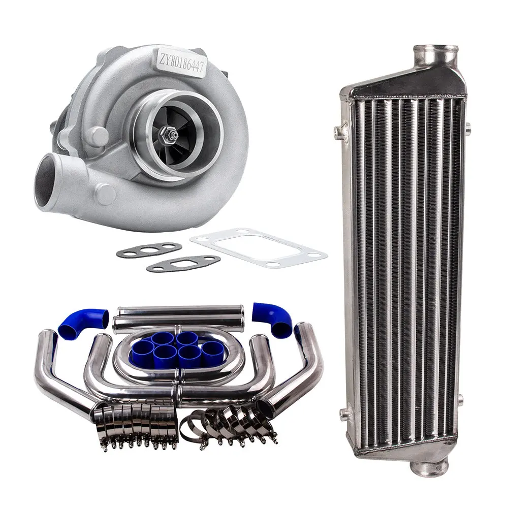 A/R 63 Stage Iii T04e T3 T4 73 Turbine Turbo W/Intercooler +Piping Pipe Kits 1
