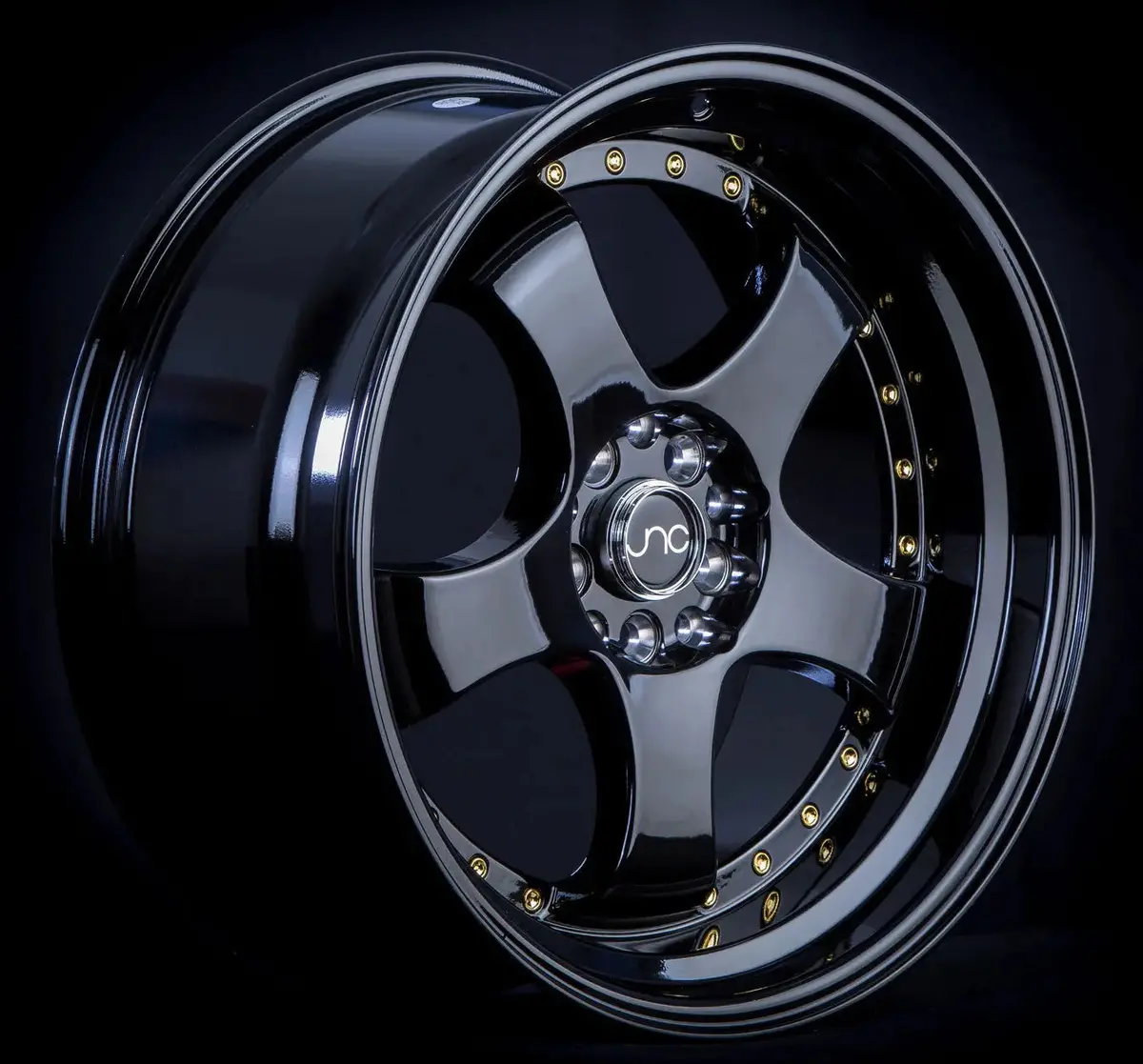 Jnc017 Gloss Black W/ Gold Rivets 1