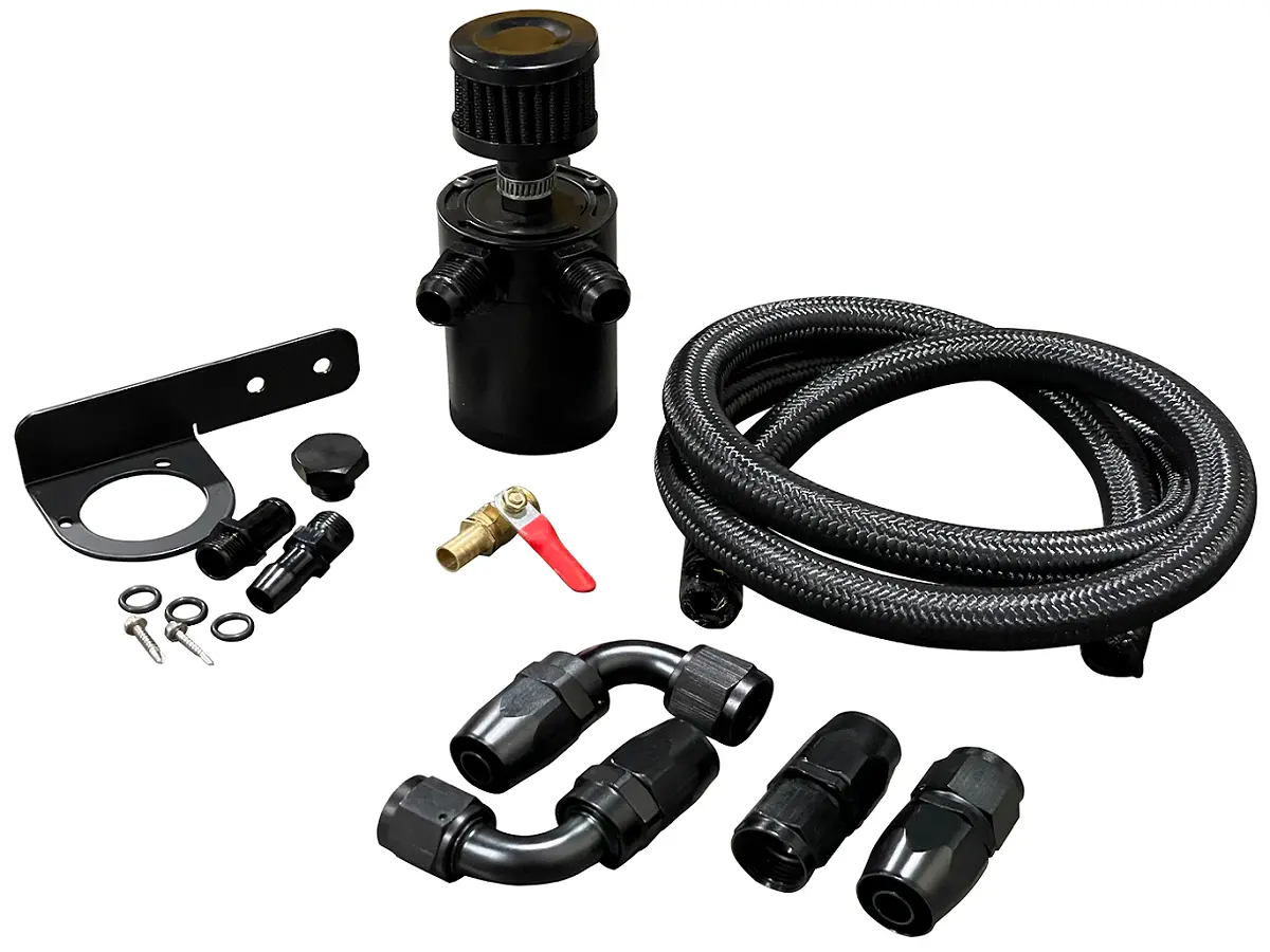 Oil Catch Can Filter Breather Tank Mounting Bracket & 2 Port Hose Drain 1