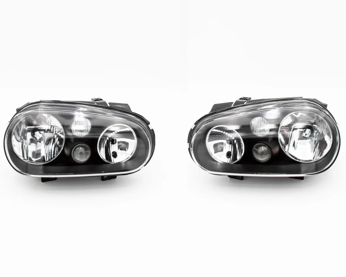 99-04 Vw Golf Gti Mk4 Euro Style Black Glass Lens Headlight + Projector Fog Light 1