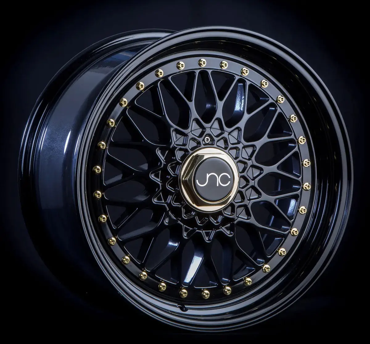 Jnc004 Gloss Black Gold Rivets 1
