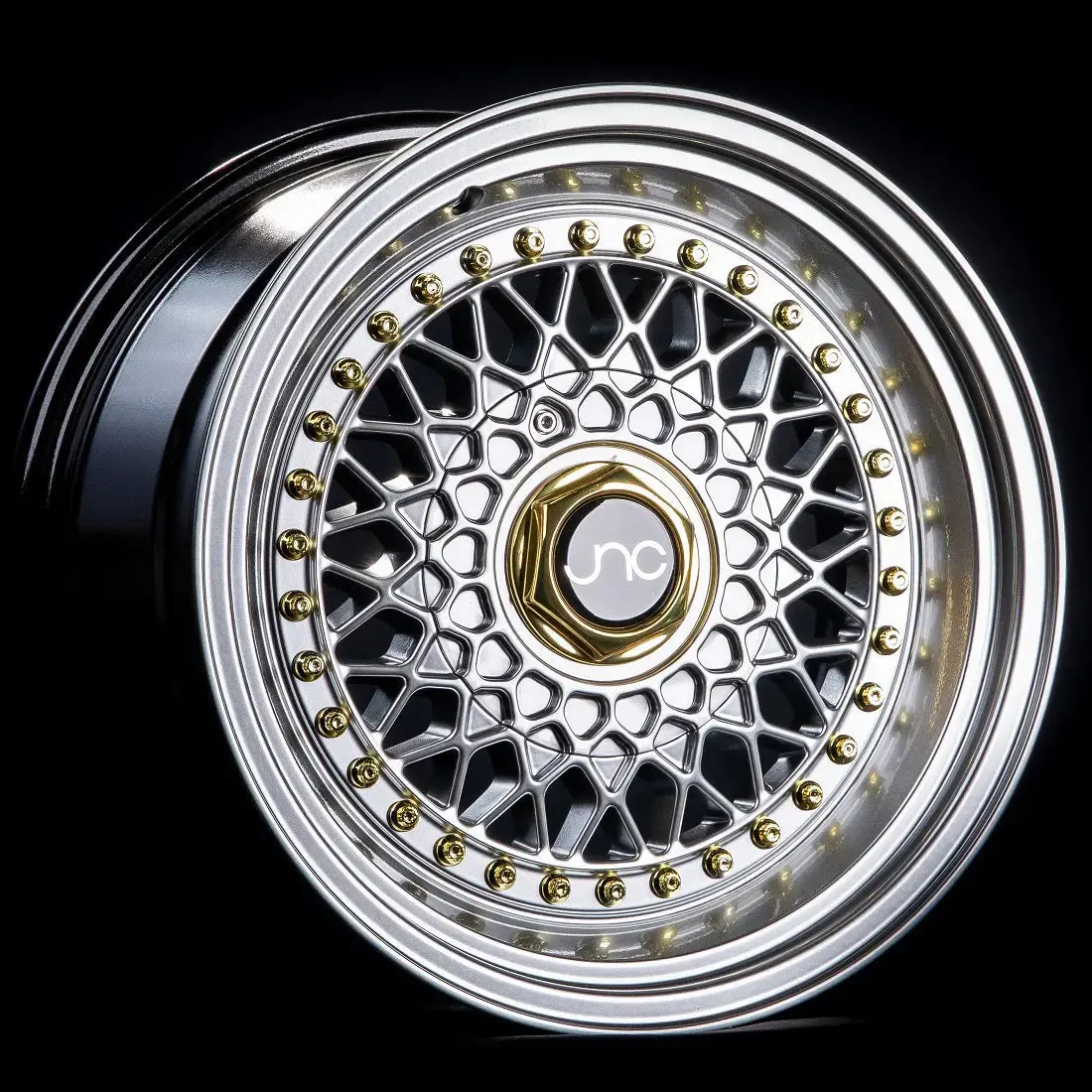 Jnc004s Silver Machined Lip Gold Rivets 1