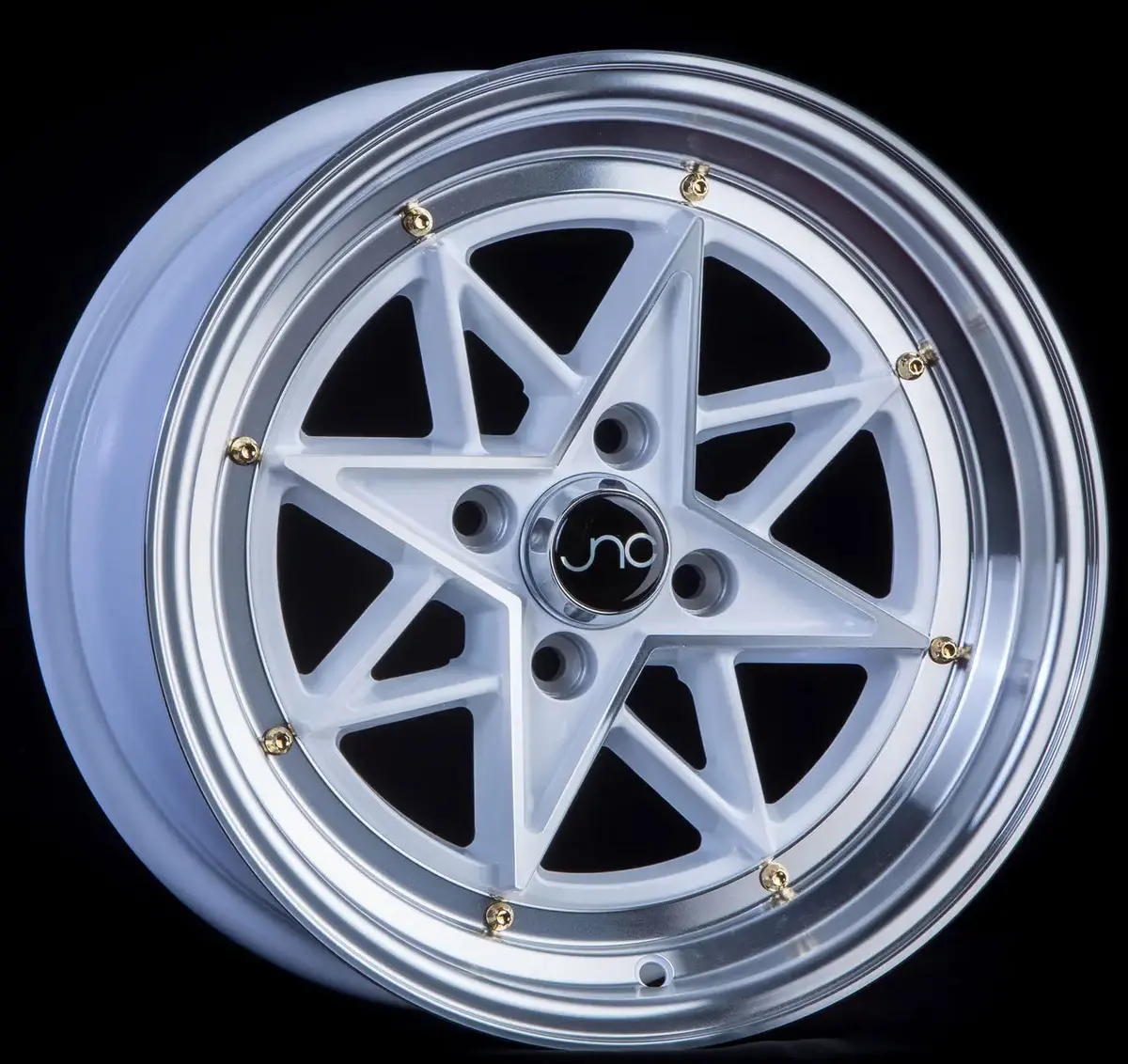 Jnc025 White Machined Face Gold Rivets 1