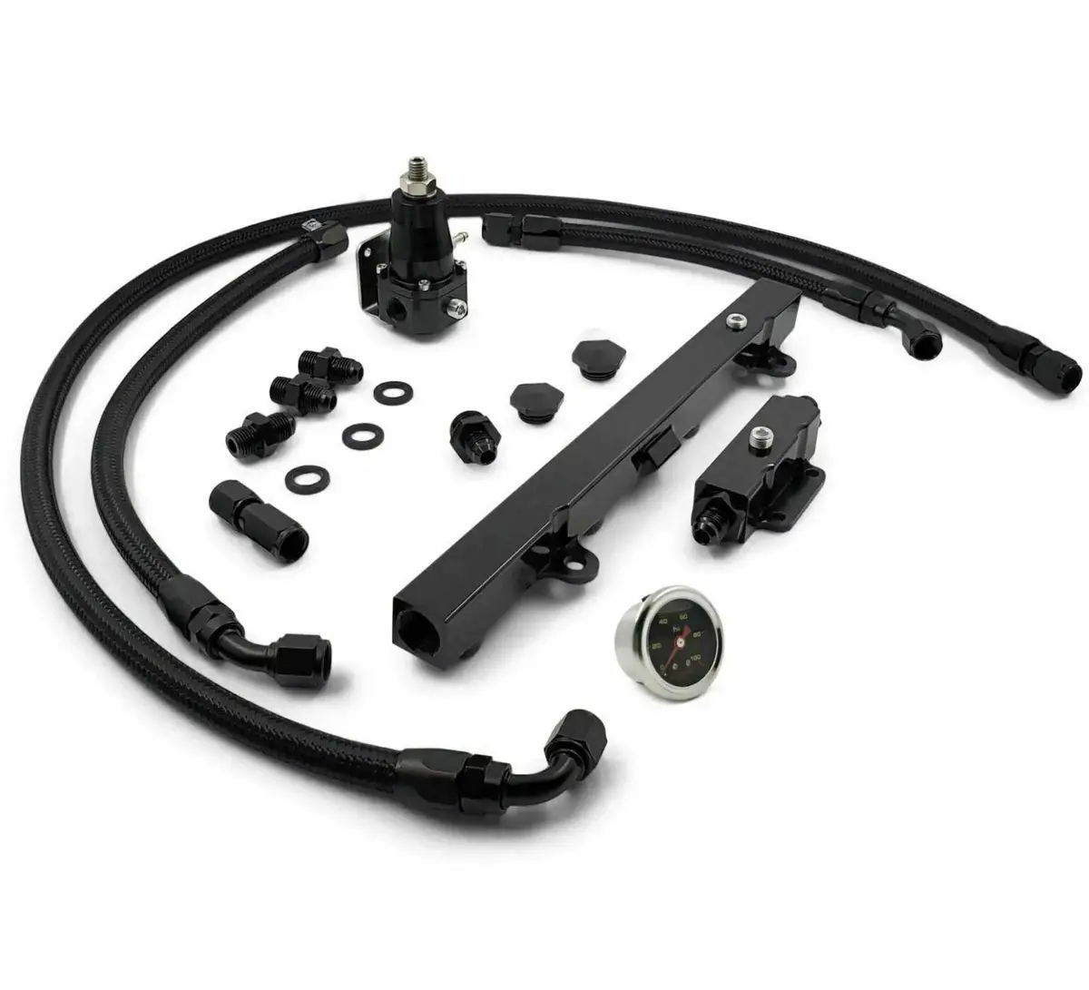 K Series K Swap An6 Center Feed Fuel Line System Kit With Fuel Rail, Regulator, And Gauge 1