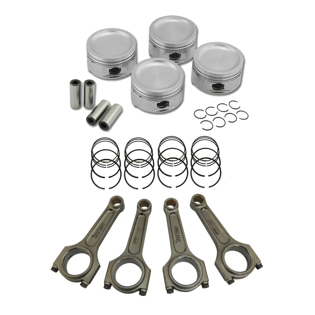Forged Piston And Rings Set 83Mm Vw 1.8L 8V + Vw 144Mm X 20Mm Super A Connecting Rod Set 3/8" Bolt (1000Hp) 1