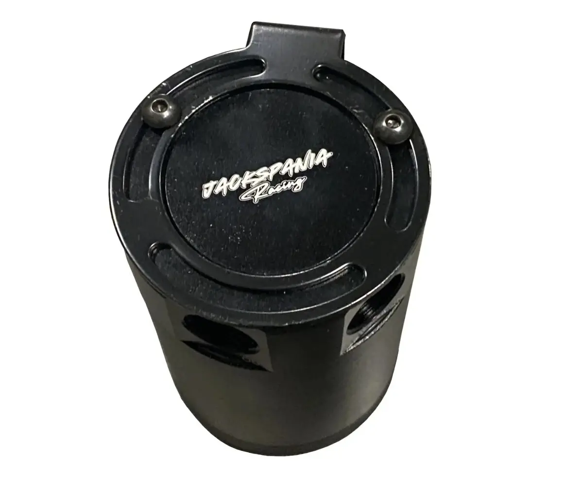 2-Port Baffled Oil Catch Can Tank With Breather, 6061 Aluminum, Universal, Black 1