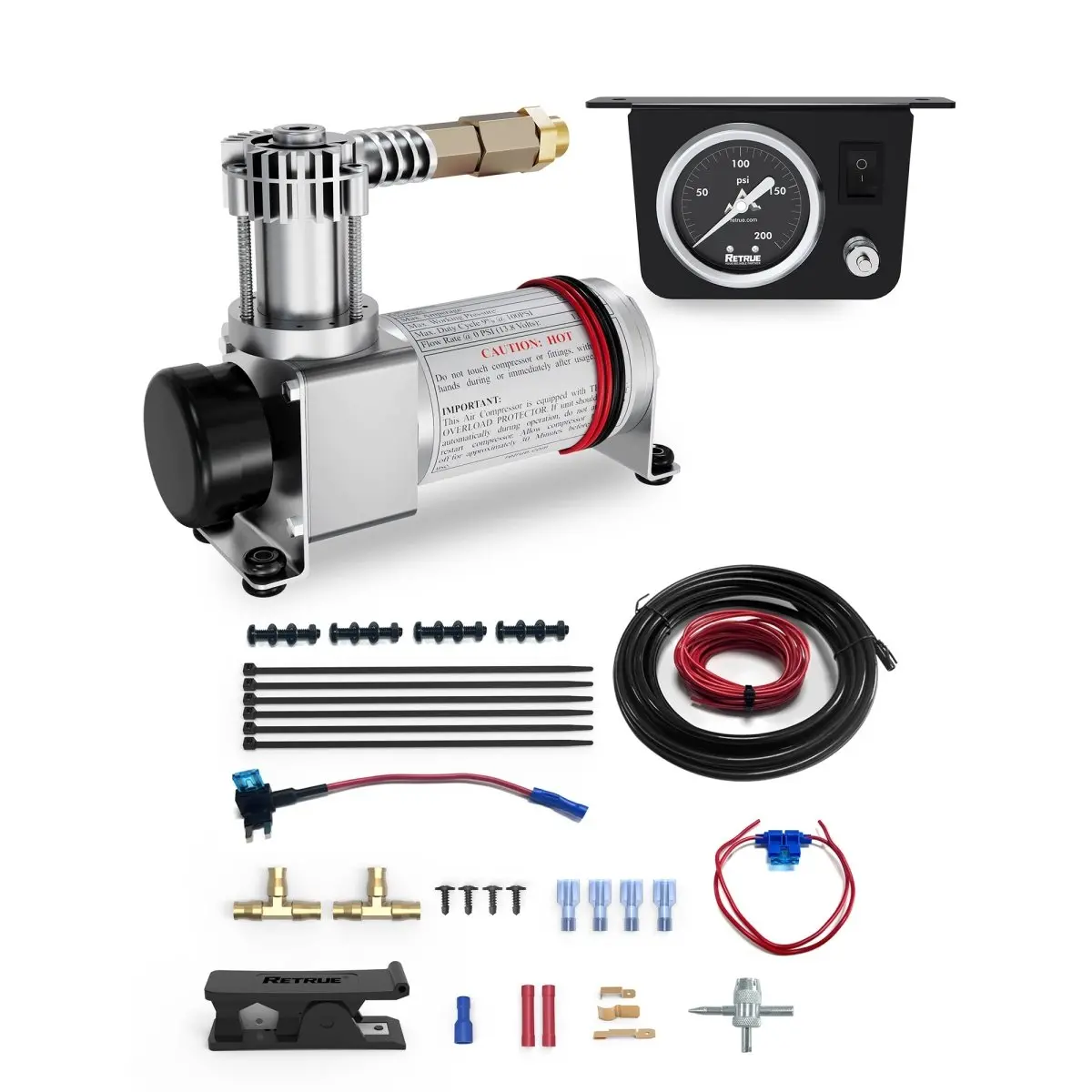 Retrue 100 PSI Onboard Air Compressor System – Universal Portable Air Source for Towing, Load Leveling & Off-Road Use