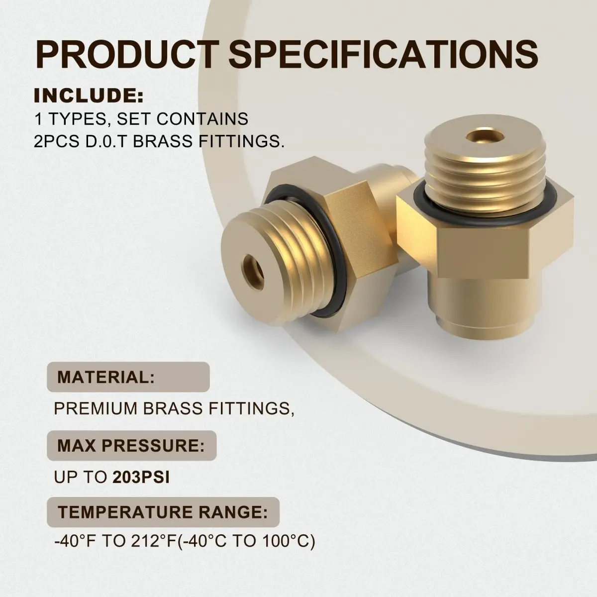 Retrue 1/4" OD Brass Push-to-Connect Fittings – 90° Elbow & Straight Connectors with 1/4" NPT Threads (203 PSI Rated)