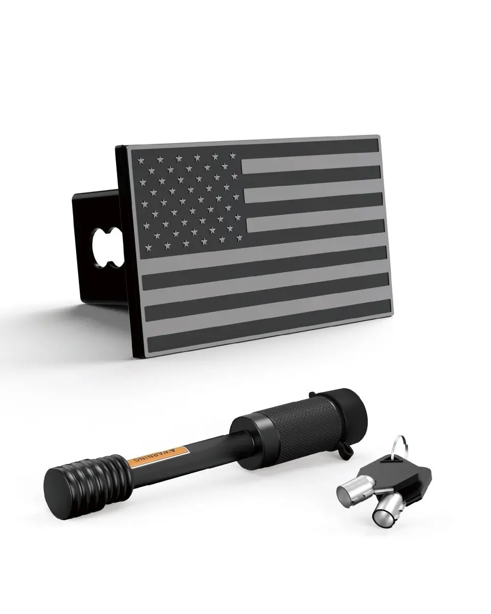 Retrue Locking American Flag Hitch Cover – 2" Receiver Plug with Integrated 5/8" Anti-Theft Pin, Weatherproof Design