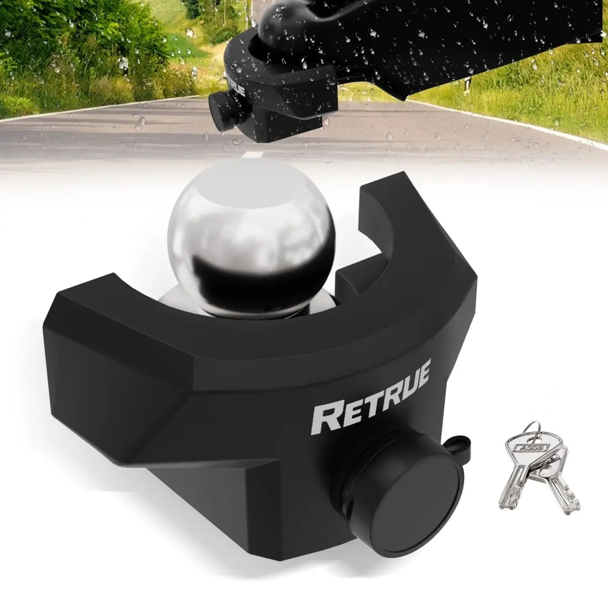 Retrue Heavy-Duty 2-5/16" Chrome Steel Coupler Lock – Anti-Theft Hitch Lock for A-Frame, Straight-Tongue & Adjustable Couplers
