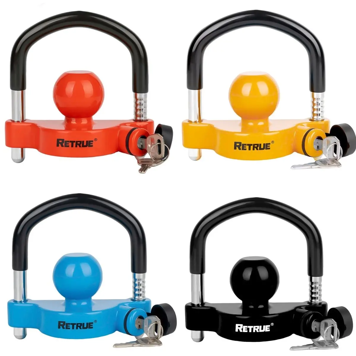 Retrue Adjustable Ball Lock Trailer Coupler Security System – Heavy-Duty Anti-Theft Hitch Lock for 1-7/8", 2", and 2-5/16" Couplers